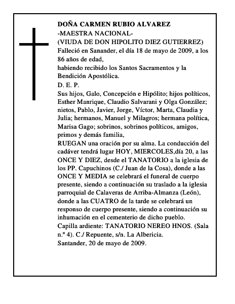 DOÑA CARMEN RUBIO ALVAREZ