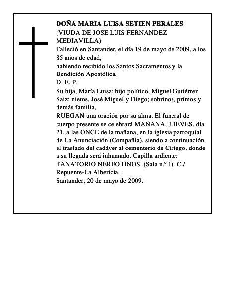 DOÑA MARIA LUISA SETIEN PERALES
