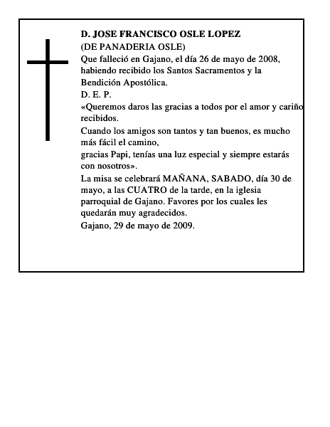 D. JOSE FRANCISCO OSLE LOPEZ