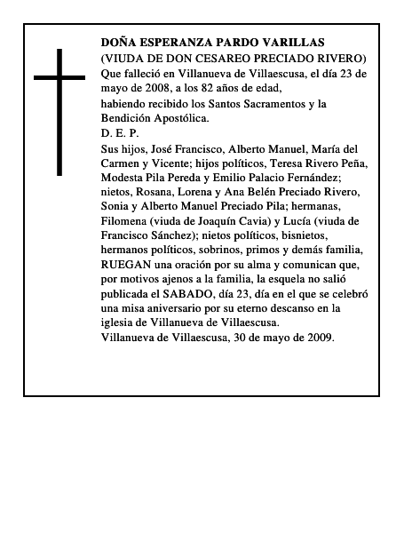 DOÑA ESPERANZA PARDO VARILLAS