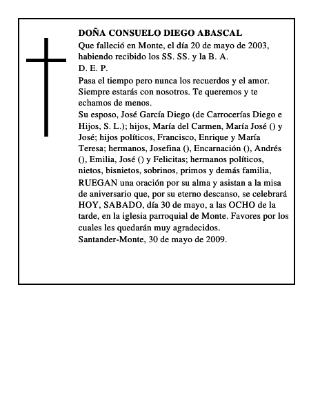 DOÑA CONSUELO DIEGO ABASCAL