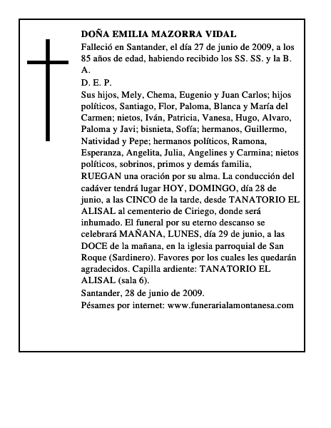 DOÑA EMILIA MAZORRA VIDAL