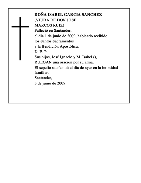 DOÑA ISABEL GARCIA SANCHEZ