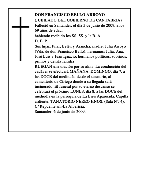 DON FRANCISCO BELLO ARROYO