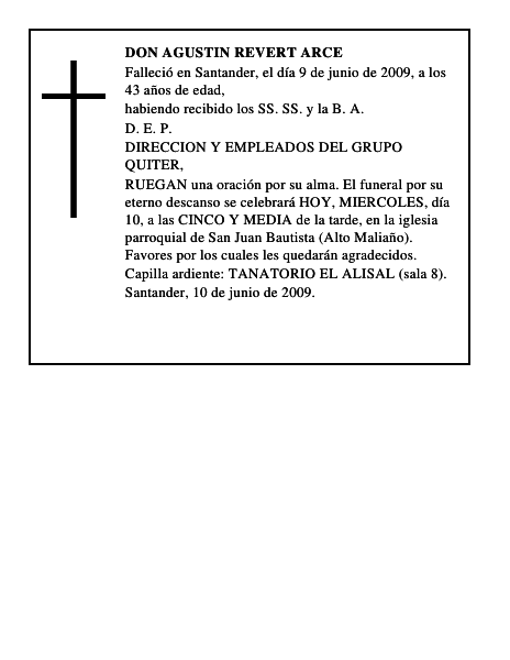 DON AGUSTIN REVERT ARCE