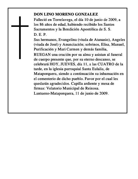 DON LINO MORENO GONZALEZ