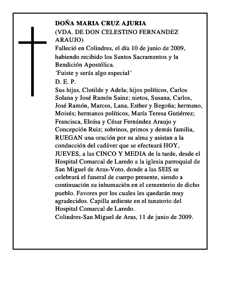 DOÑA MARIA CRUZ AJURIA