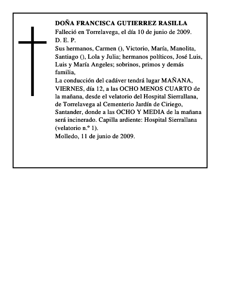 DOÑA FRANCISCA GUTIERREZ RASILLA