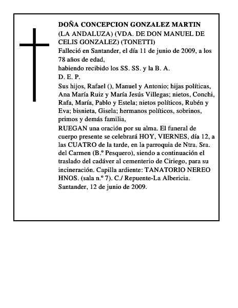 DOÑA CONCEPCION GONZALEZ MARTIN