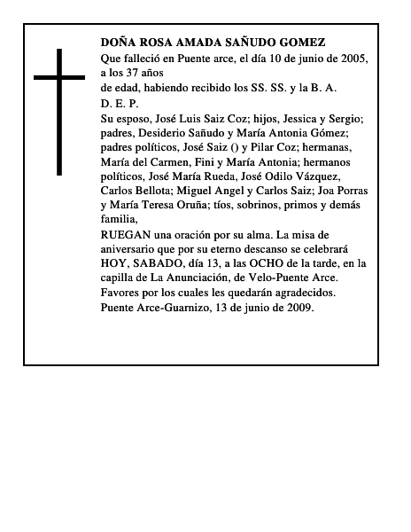 DOÑA ROSA AMADA SAÑUDO GOMEZ