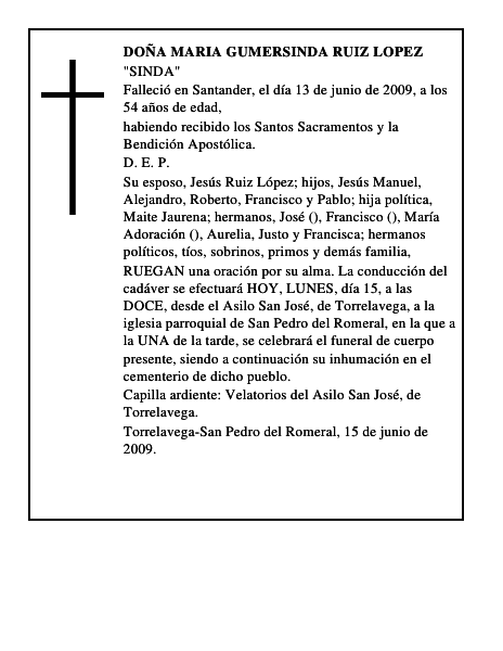 DOÑA MARIA GUMERSINDA RUIZ LOPEZ