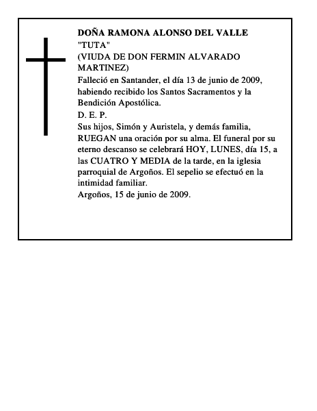DOÑA RAMONA ALONSO DEL VALLE