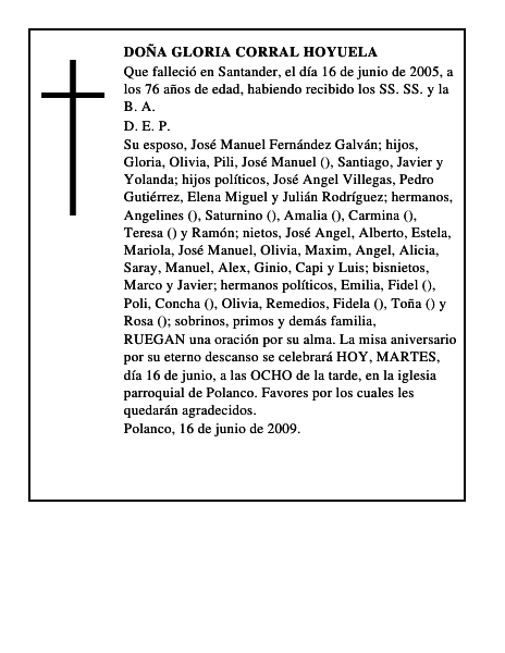 DOÑA GLORIA CORRAL HOYUELA