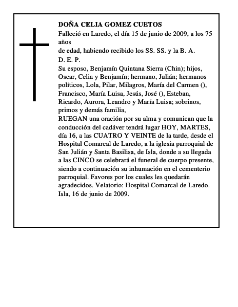 DOÑA CELIA GOMEZ CUETOS
