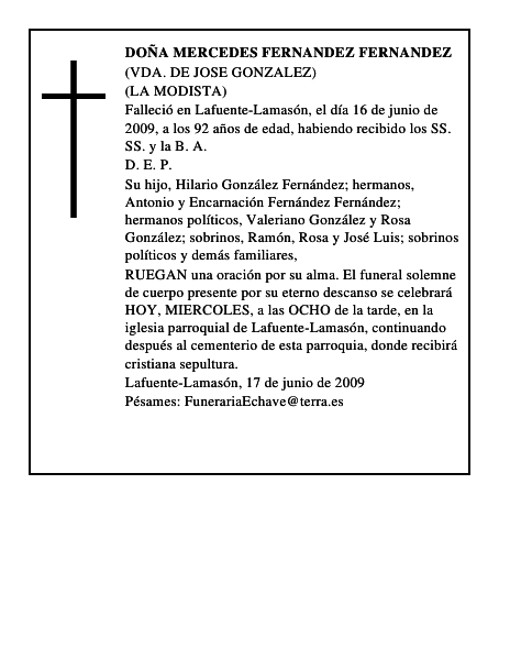 DOÑA MERCEDES FERNANDEZ FERNANDEZ