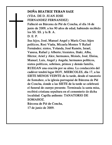 DOÑA BEATRIZ TERAN SAIZ