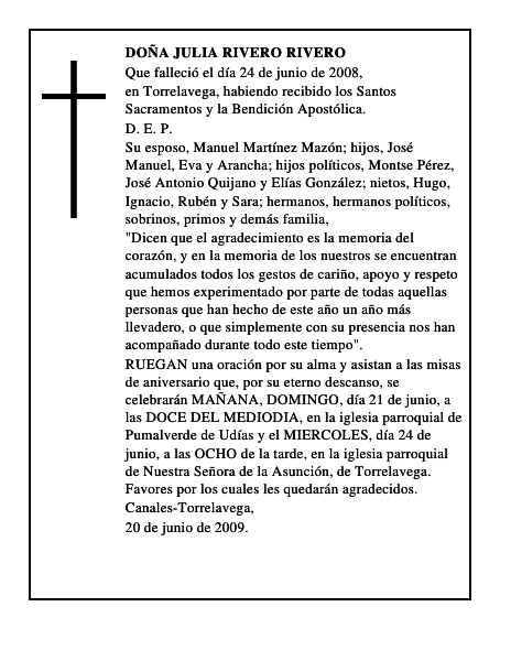 DOÑA JULIA RIVERO RIVERO