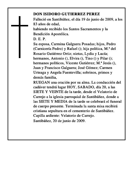 DON ISIDORO GUTIERREZ PEREZ