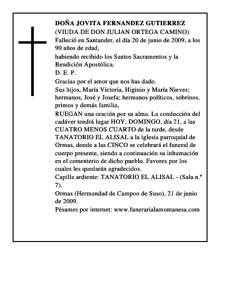 DOÑA JOVITA FERNANDEZ GUTIERREZ