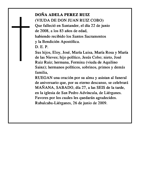 DOÑA ADELA PEREZ RUIZ