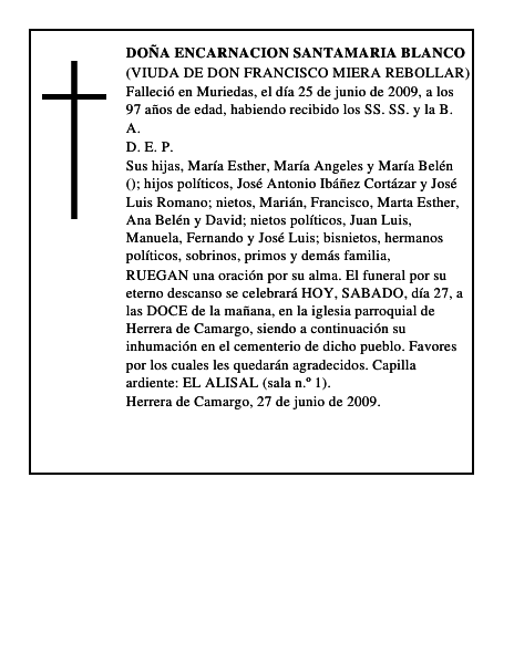 DOÑA ENCARNACION SANTAMARIA BLANCO