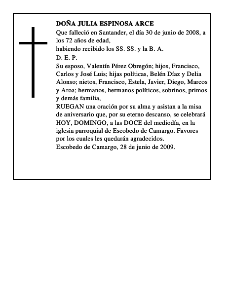 DOÑA JULIA ESPINOSA ARCE