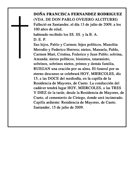 DOÑA FRANCISCA FERNANDEZ RODRIGUEZ