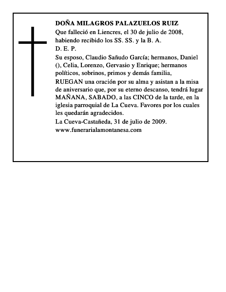 DOÑA MILAGROS PALAZUELOS RUIZ