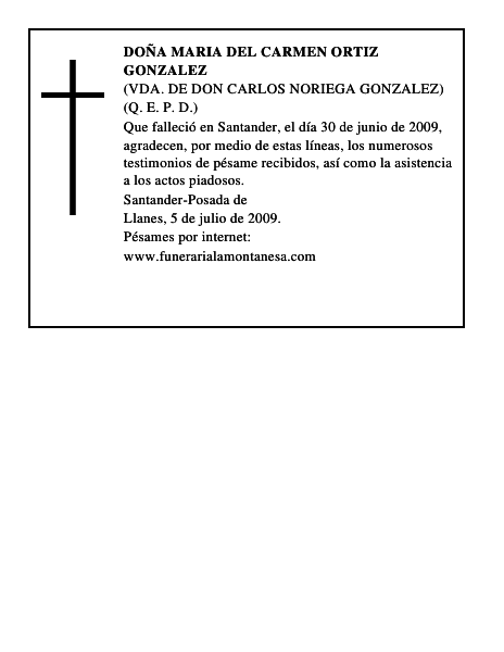 DOÑA MARIA DEL CARMEN ORTIZ GONZALEZ