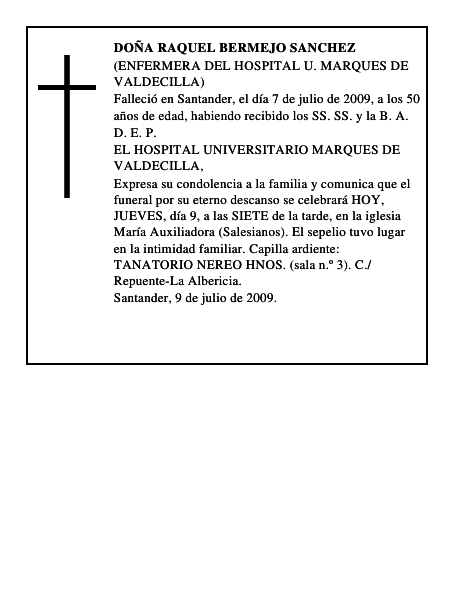 DOÑA RAQUEL BERMEJO SANCHEZ