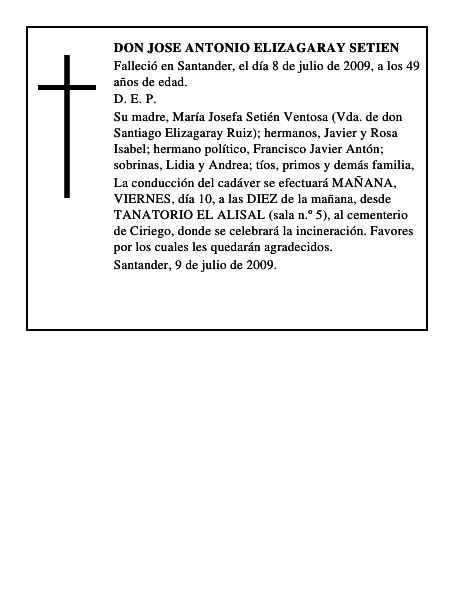 DON JOSE ANTONIO ELIZAGARAY SETIEN