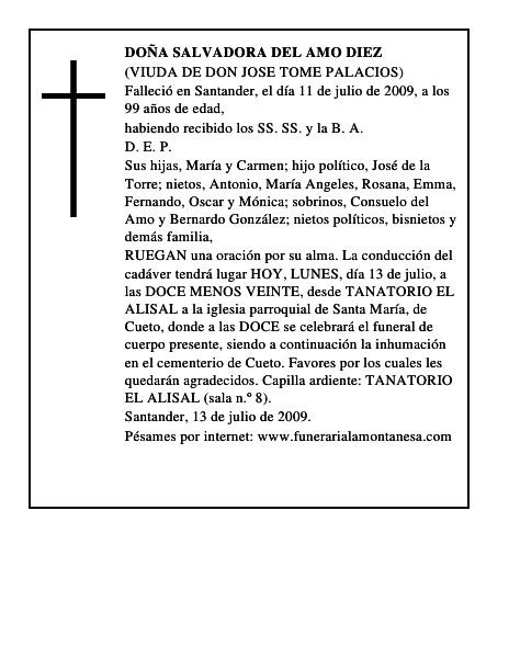 DOÑA SALVADORA DEL AMO DIEZ