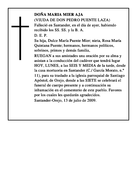 DOÑA MARIA MIER AJA