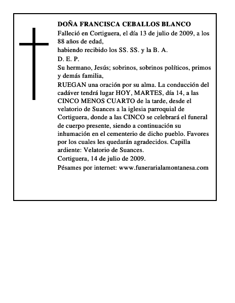 DOÑA FRANCISCA CEBALLOS BLANCO