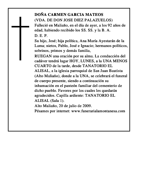 DOÑA CARMEN GARCIA MATEOS