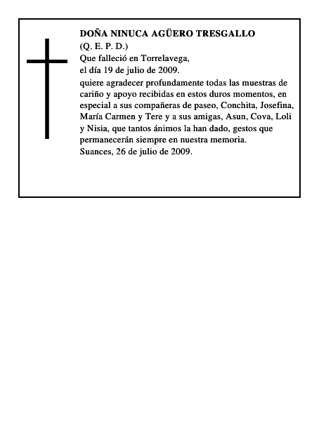DOÑA NINUCA AGÜERO TRESGALLO