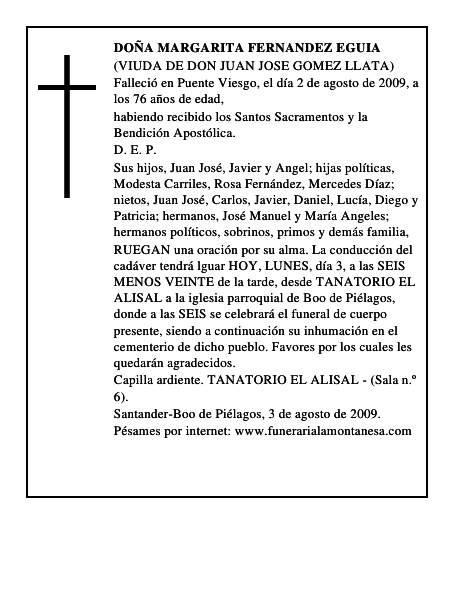DOÑA MARGARITA FERNANDEZ EGUIA