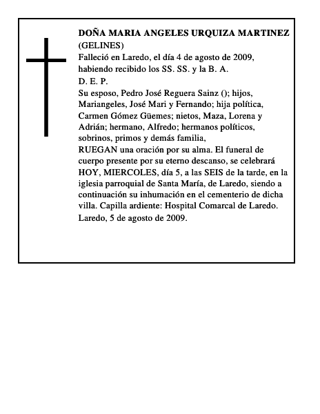 DOÑA MARIA ANGELES URQUIZA MARTINEZ
