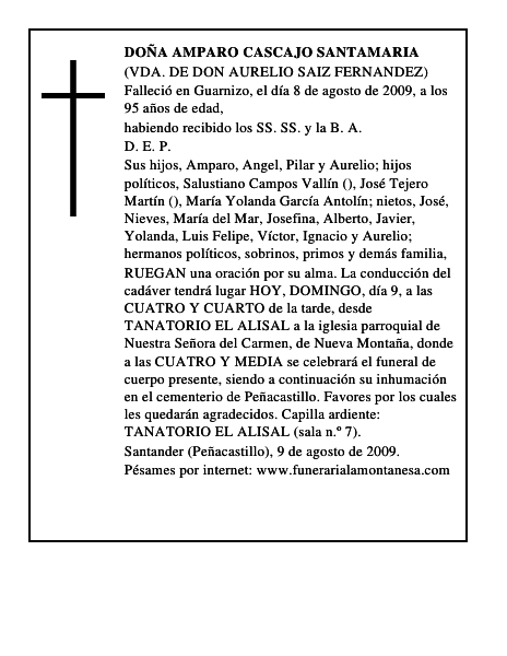 DOÑA AMPARO CASCAJO SANTAMARIA