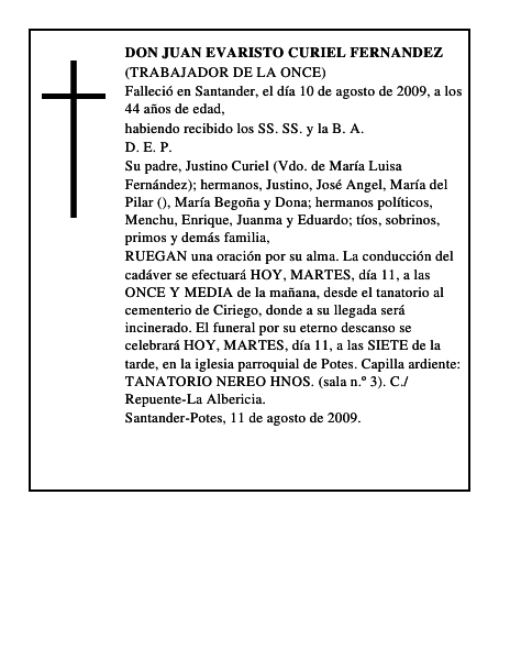 DON JUAN EVARISTO CURIEL FERNANDEZ