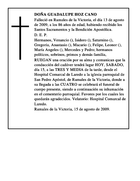 DOÑA GUADALUPE HOZ CANO