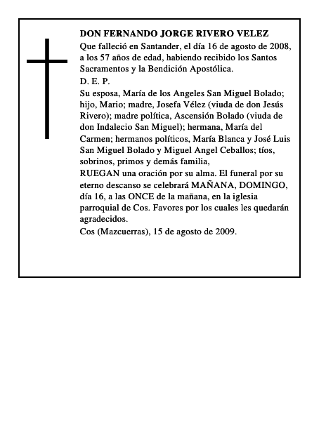 DON FERNANDO JORGE RIVERO VELEZ