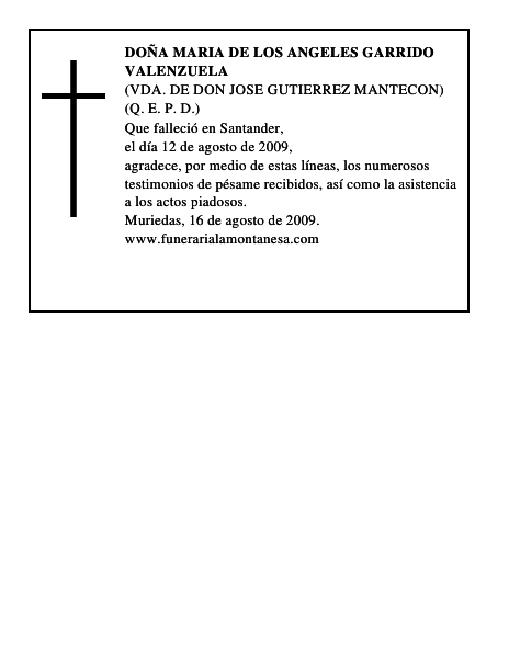 DOÑA MARIA DE LOS ANGELES GARRIDO VALENZUELA