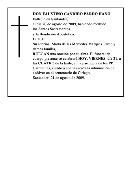 DON FAUSTINO CANDIDO PARDO HANO