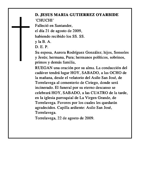 D. JESUS MARIA GUTIERREZ OYARBIDE