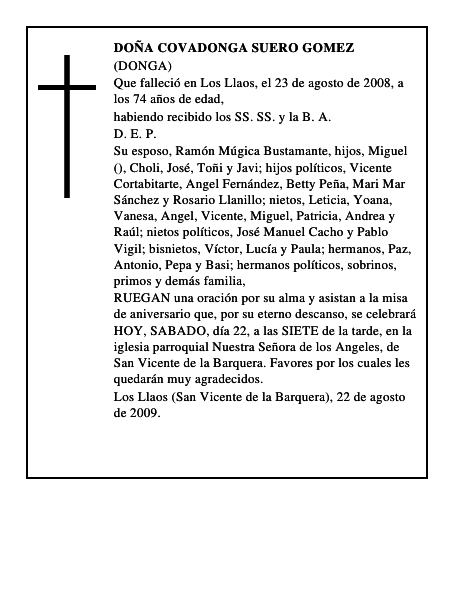 DOÑA COVADONGA SUERO GOMEZ