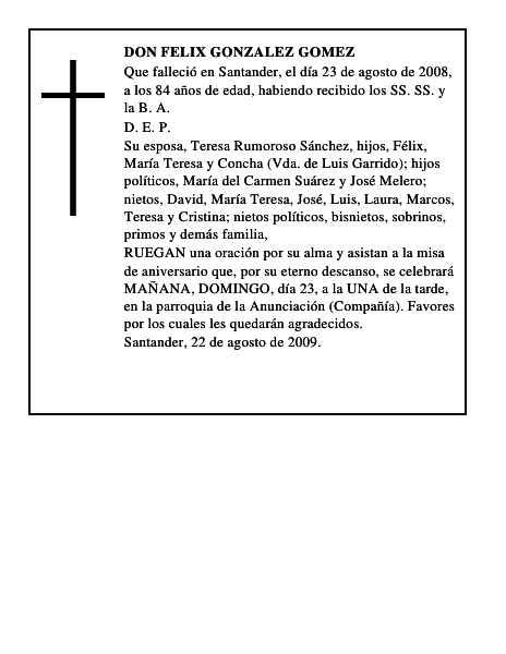 DON FELIX GONZALEZ GOMEZ