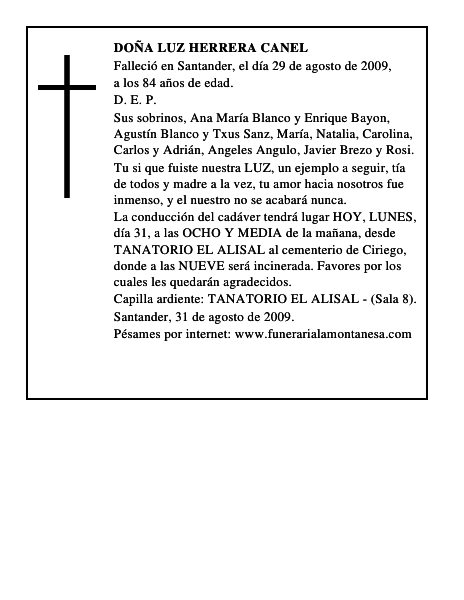 DOÑA LUZ HERRERA CANEL