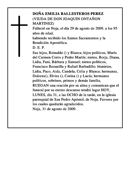 DOÑA EMILIA BALLESTEROS PEREZ