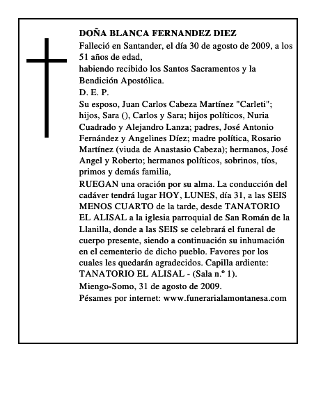 DOÑA BLANCA FERNANDEZ DIEZ